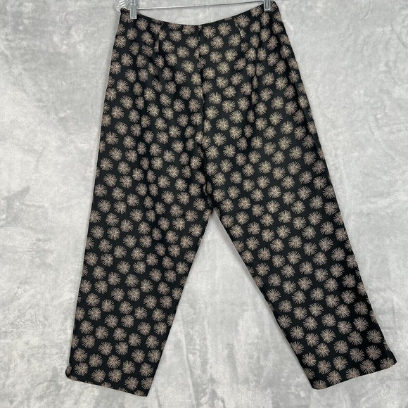 Allison Taylor Pants - Vintage Womens Silk Cigarette Pants Size 10 Preppy Classic Geometric Black Lined